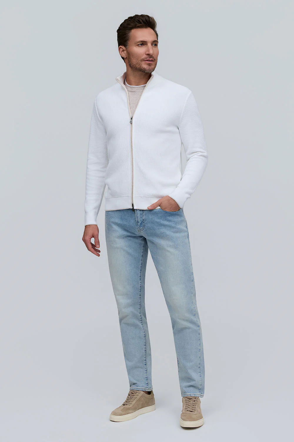 Raffi Josiah Full Zip Jacket In White