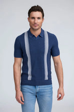 Load image into Gallery viewer, Raffi Wolf Striped Polo in Midnight
