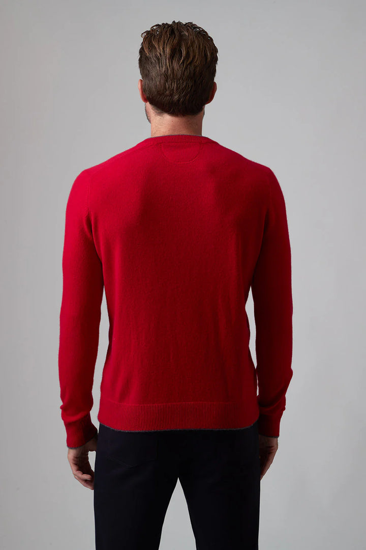 Raffi Cashmere Tipped V-Neck In Garnet