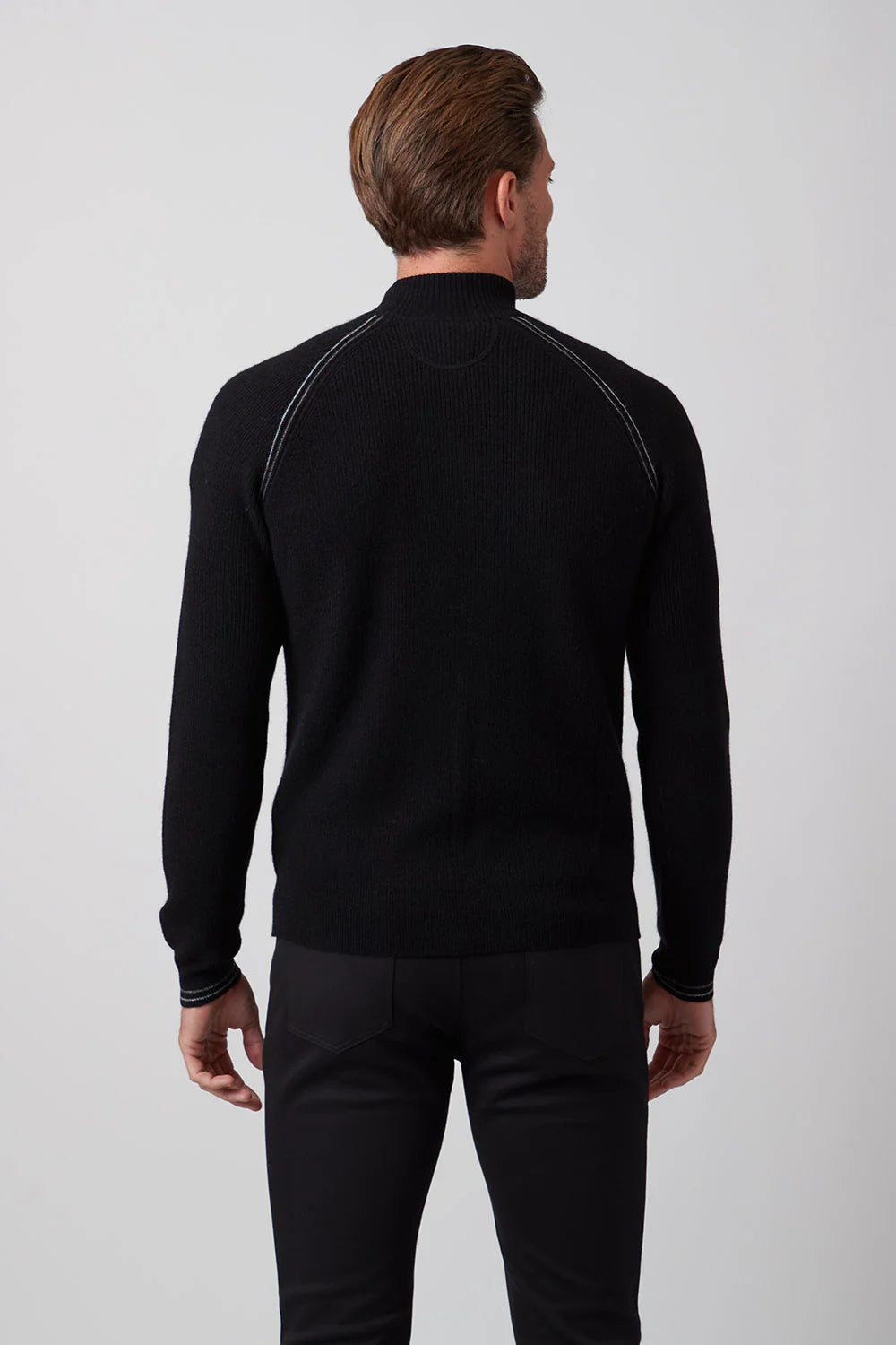 Raffi Cashmere English Rib 1/4 Zip In Black