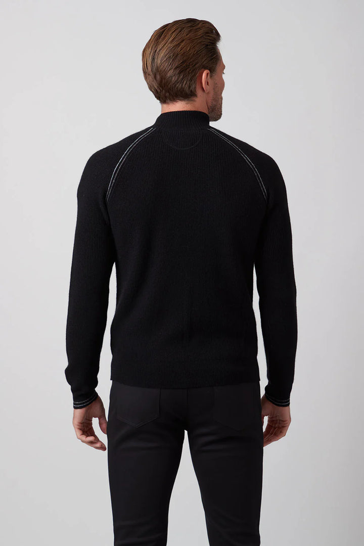 Raffi Cashmere English Rib 1/4 Zip In Black