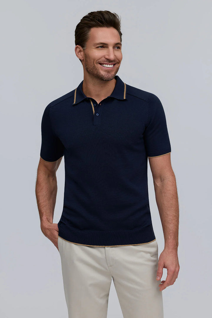 Raffi Liv Trim Collar Polo In Navy
