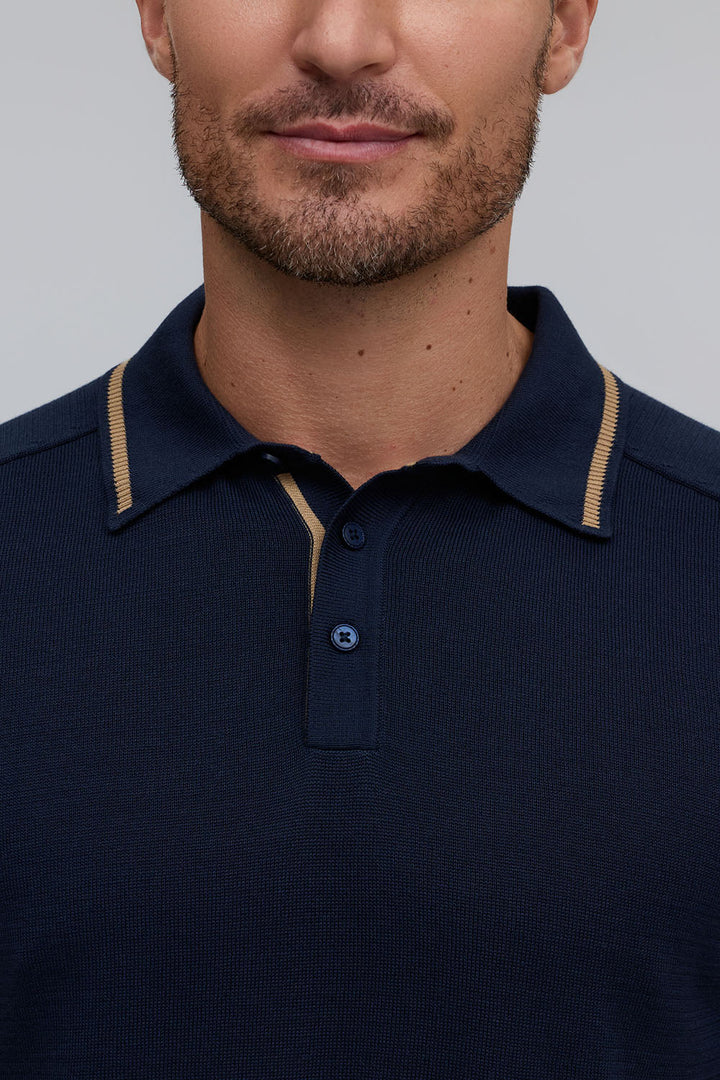 Raffi Liv Trim Collar Polo In Navy