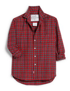 Eileen Relaxed Button-Up in Small Red Plaid