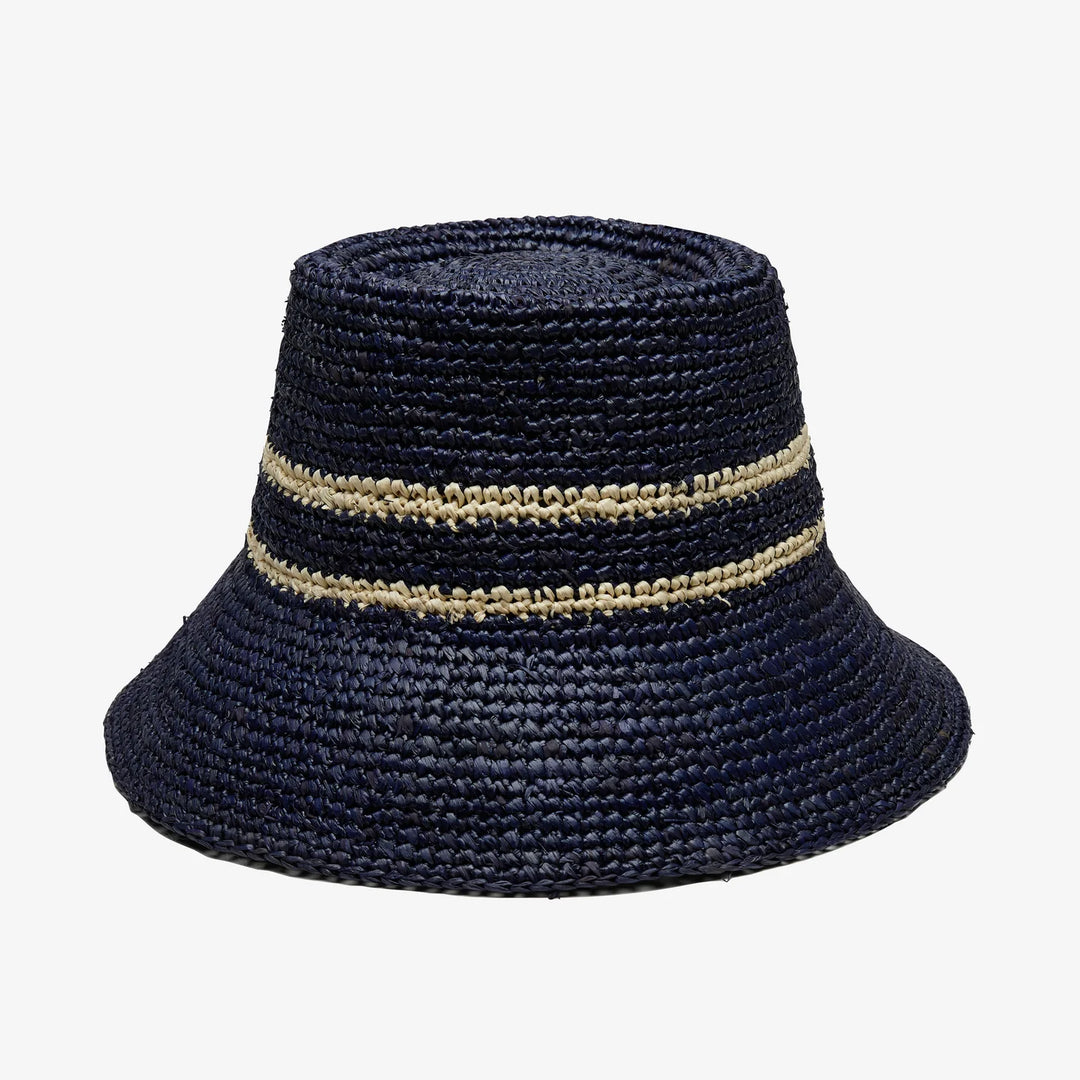 Wyeth Ensley Raffia Bucket Hat In Navy