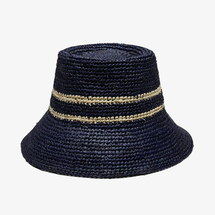 Wyeth Ensley Raffia Bucket Hat In Navy