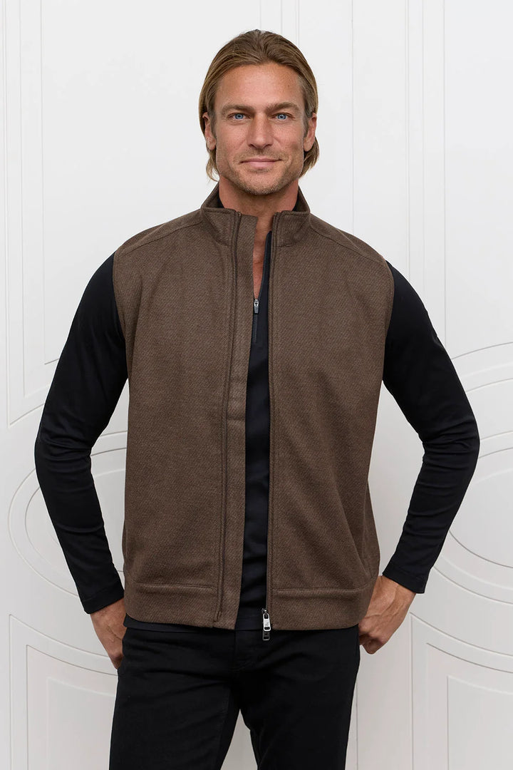 Raffi Oxford Zip Vest in Acorn