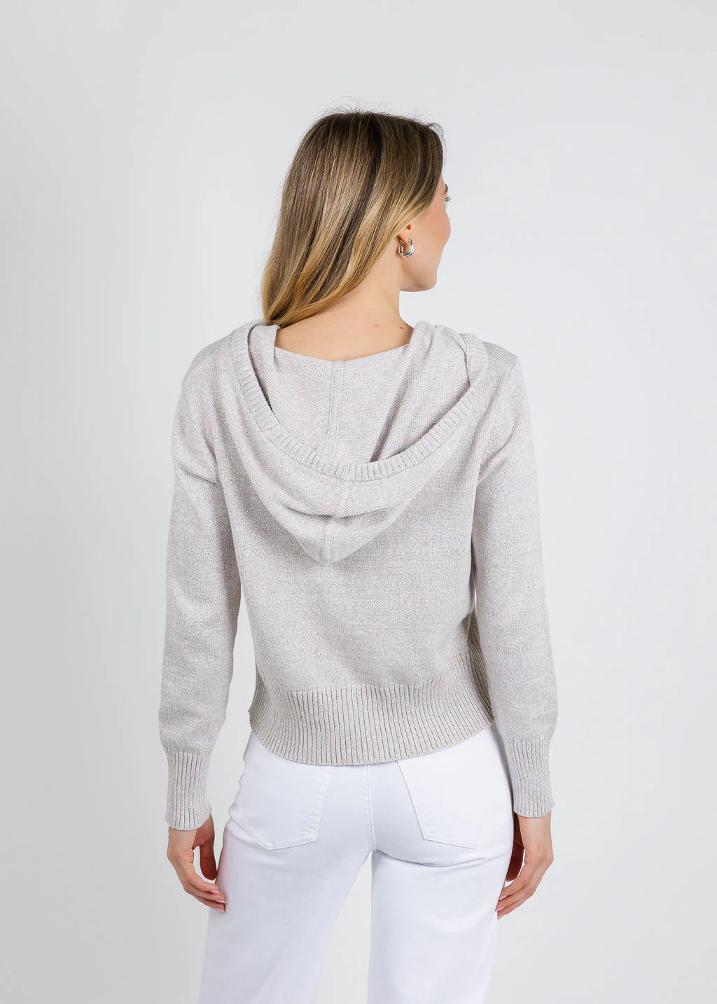 Kinross Women Marled Lurex Zip Hoodie In Straw Multi