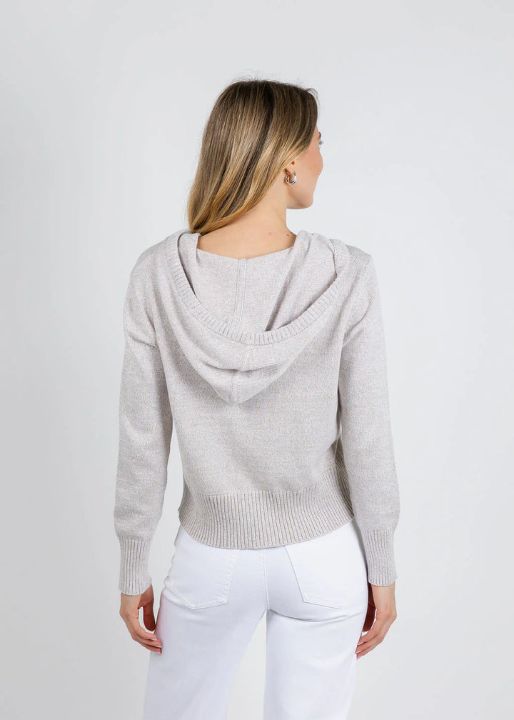 Kinross Women Marled Lurex Zip Hoodie In Straw Multi