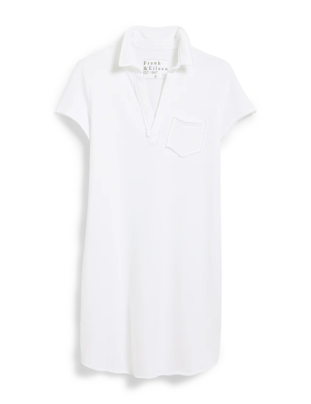 Frank &amp; Eileen Lauren Polo Dress In White Triple Fleece