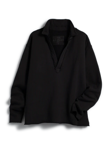 Frank & Eileen Triple Fleece Popover Henley in Black