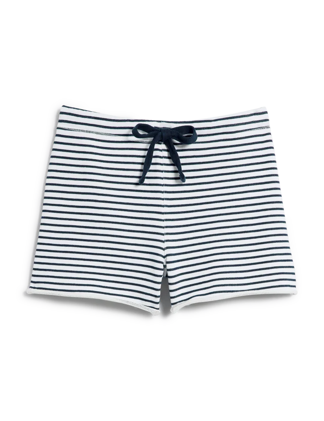 Pearl Favorite Sweatshorts In Navy French Stripe
