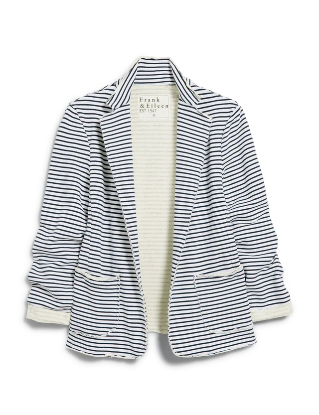Frank &amp; Eileen Dublin Knit Blazer In White And British Royal Navy