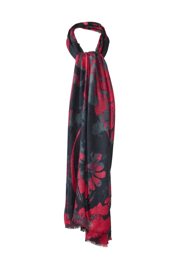 KINROSS Kinross Tapestry Print Scarf in Cranberry