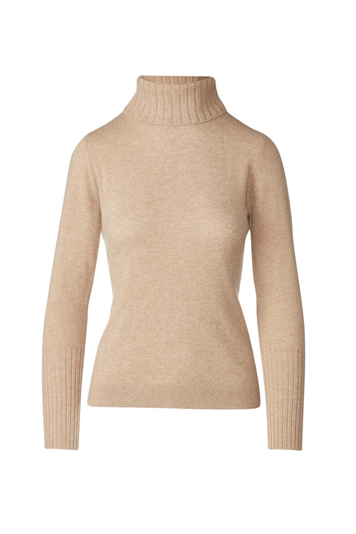 Kinross Cashmere Chunky Trim T-Neck In Camel