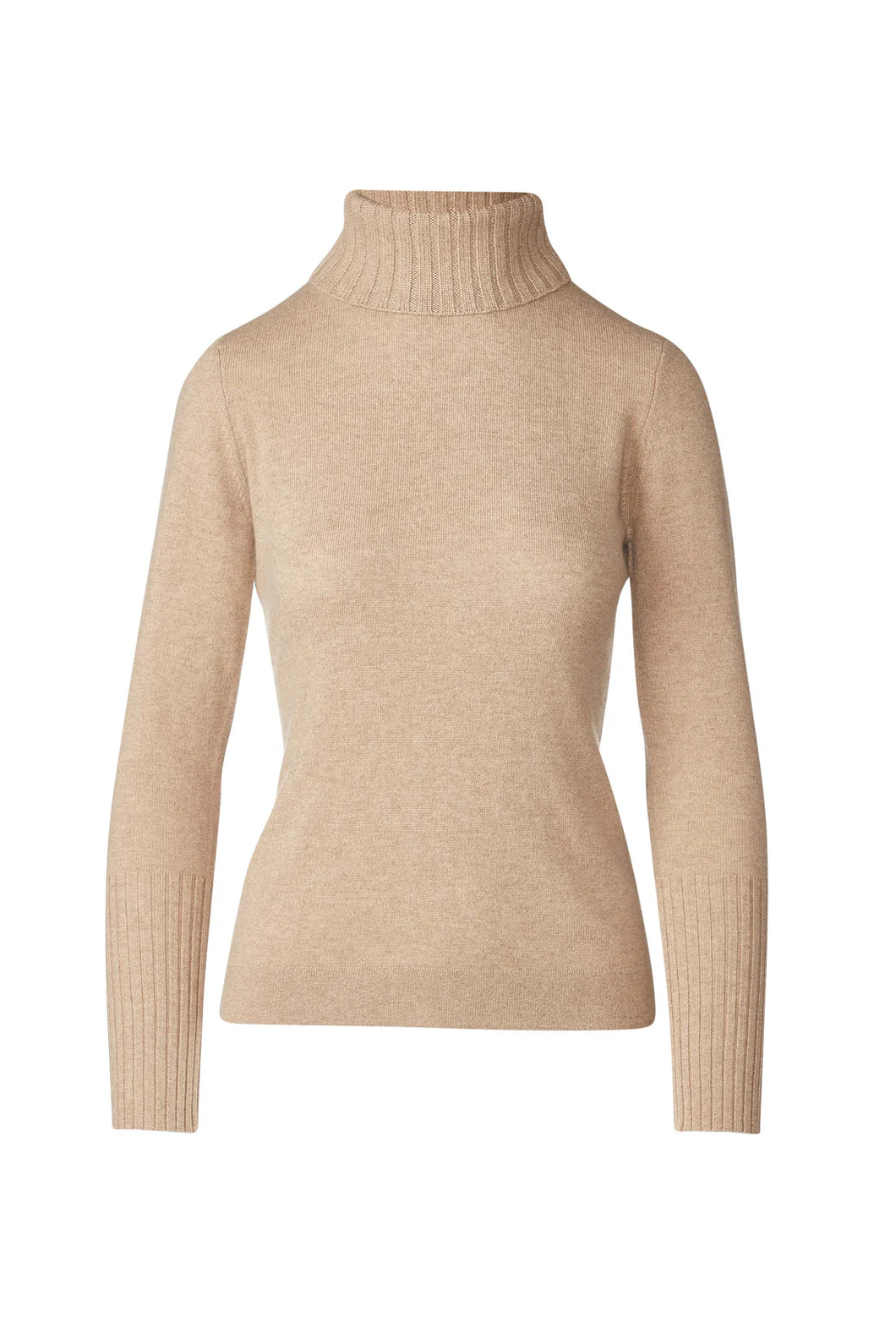 Kinross Cashmere Chunky Trim T-Neck in Camel