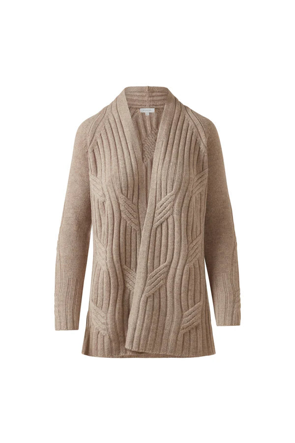 Kinross Luxe Cable Cardigan In Taupe