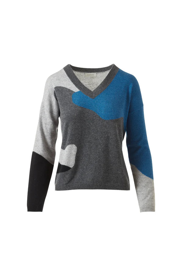 Kinross Intarsia Easy Vee in Flannel Multi