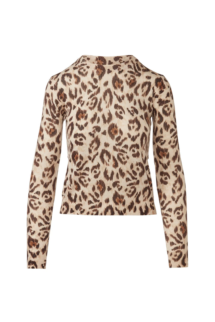 KINROSS Knit Animal Print Crew in Sandstone