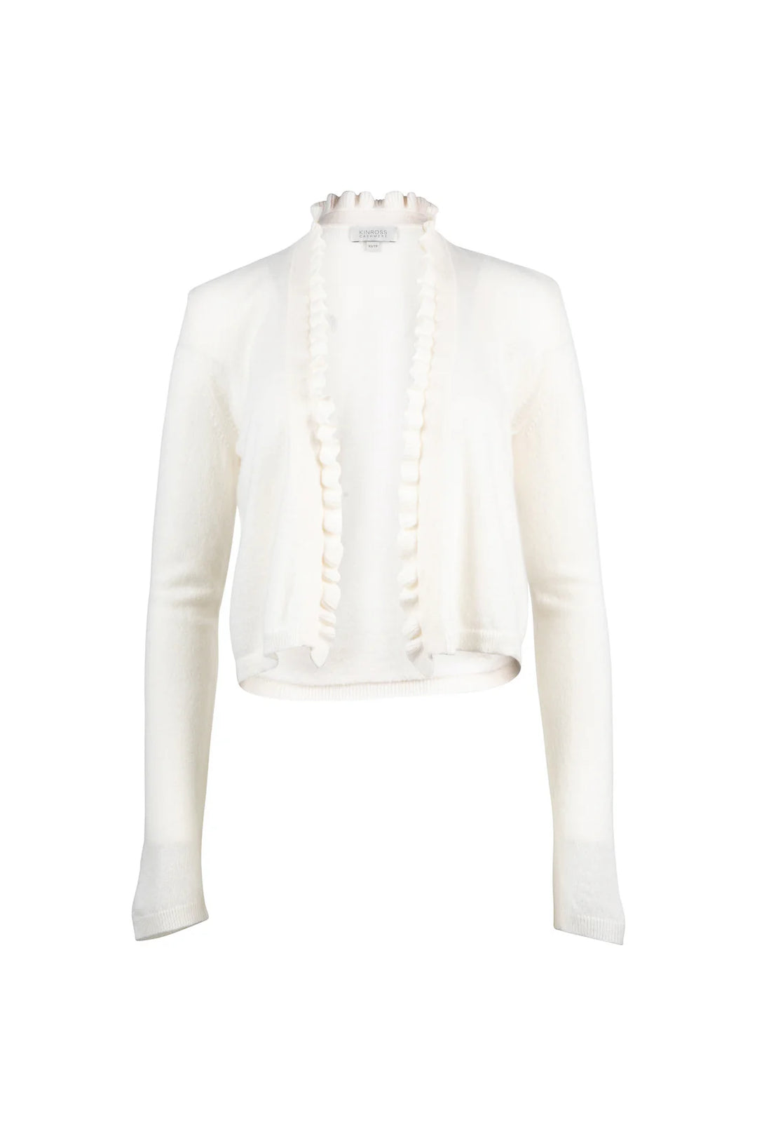 Kinross Ruffle Trim Cardigan In Ivory