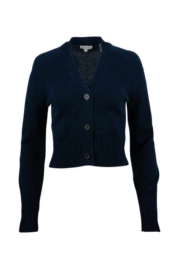 Kinross Short Button Vee Cardigan In Navy