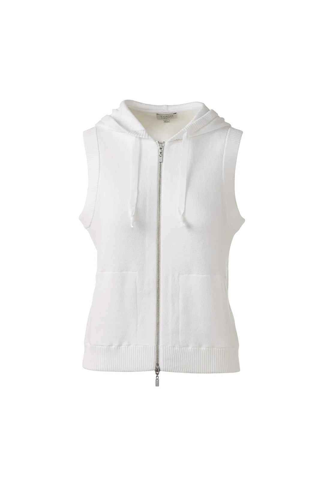 Kinross Women Sleeveless Zip Hoodie In White