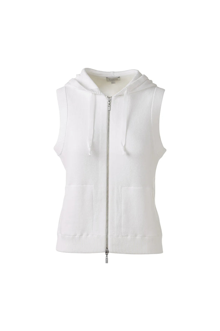 Kinross Women Sleeveless Zip Hoodie In White