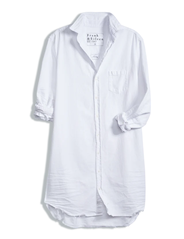Frank &amp; Eileen Classic Shirtdress In White Tattered Denim