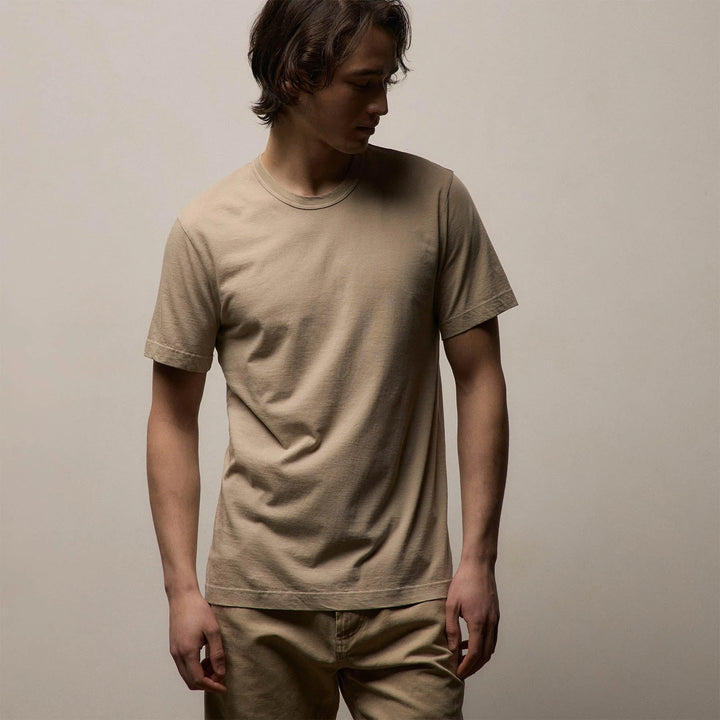 James Perse Men Short Sleeve Crew Neck In Light Khaki