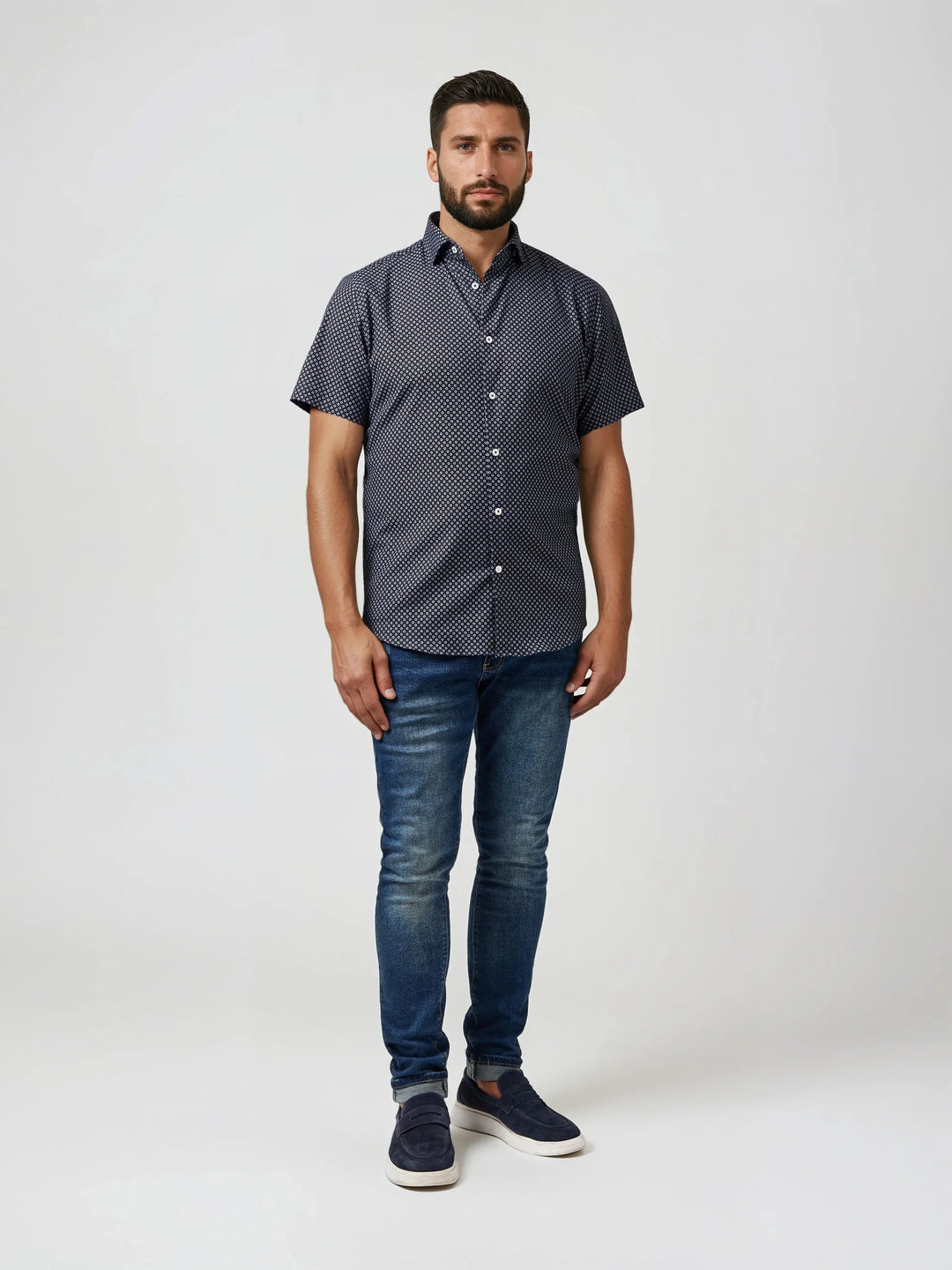 Stone Rose Dark Navy Mini Flower Print