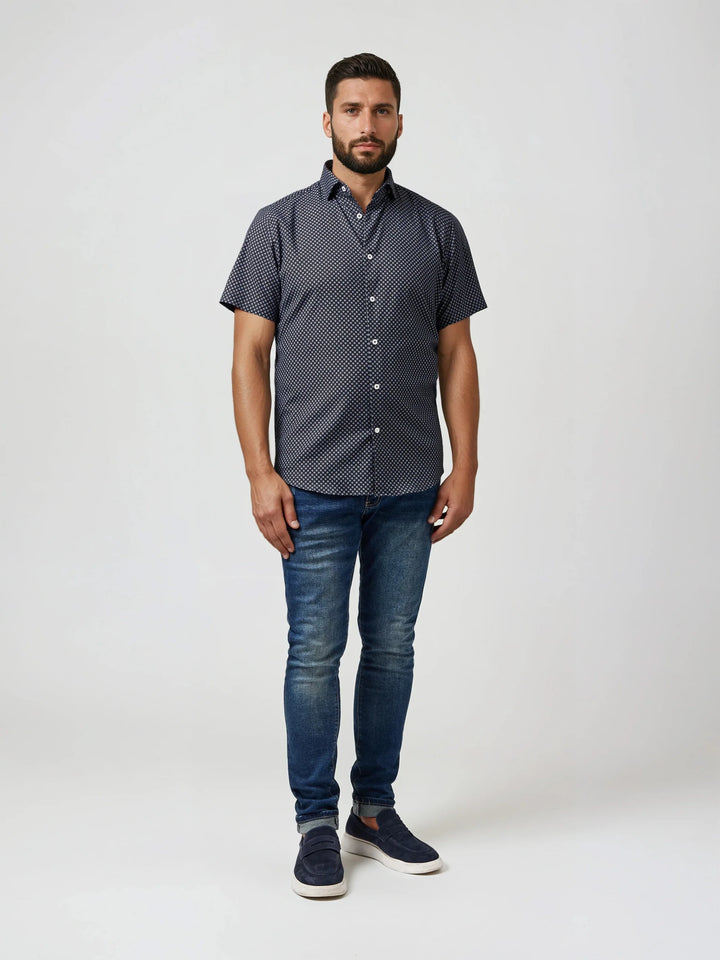 Stone Rose Dark Navy Mini Flower Print