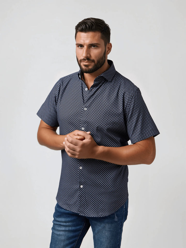 Stone Rose Dark Navy Mini Flower Print