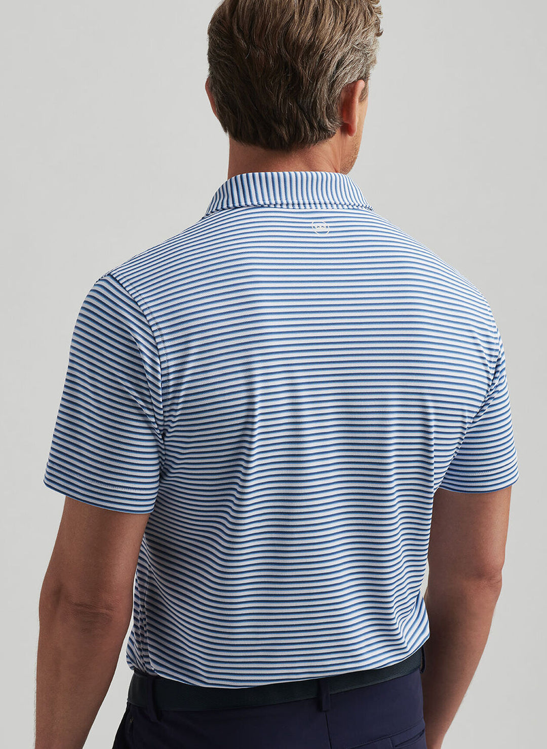 Peter Millar Tempo Performance Mesh Polo In White/Ocean Blue
