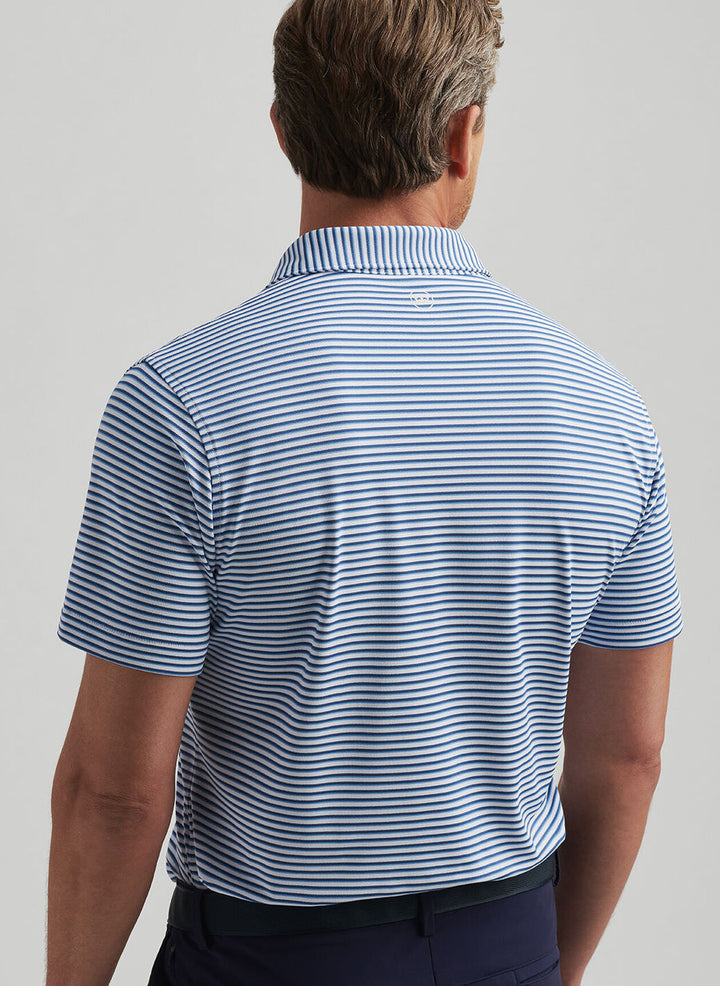Peter Millar Tempo Performance Mesh Polo In White/Ocean Blue