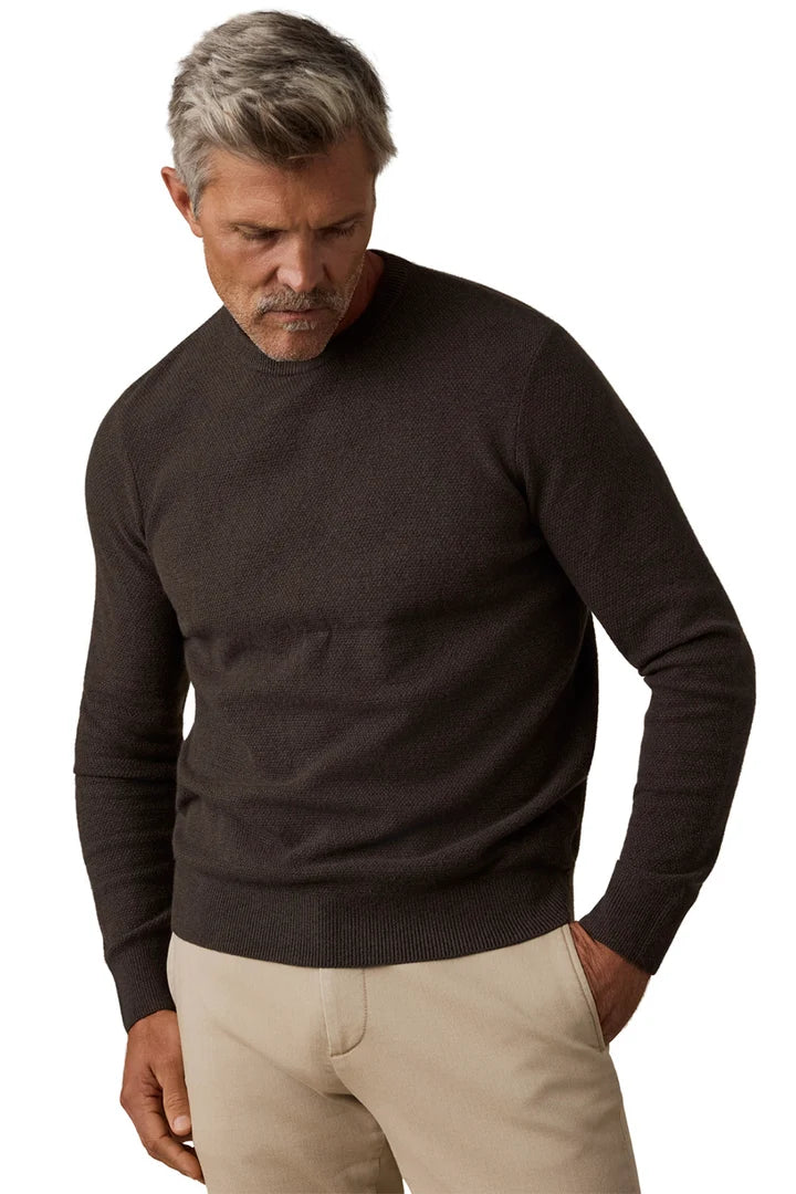 FAHERTY Jackson Crew Sweater in Coast Brown