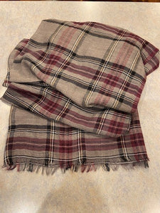 Hartford Woven Scarf in Grey/Maroon