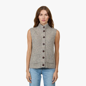 Autumn Cashmere Button Front Vest in Stormy