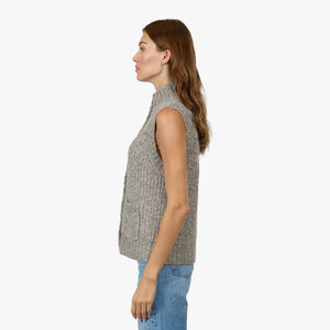 Autumn Cashmere Button Front Vest in Stormy