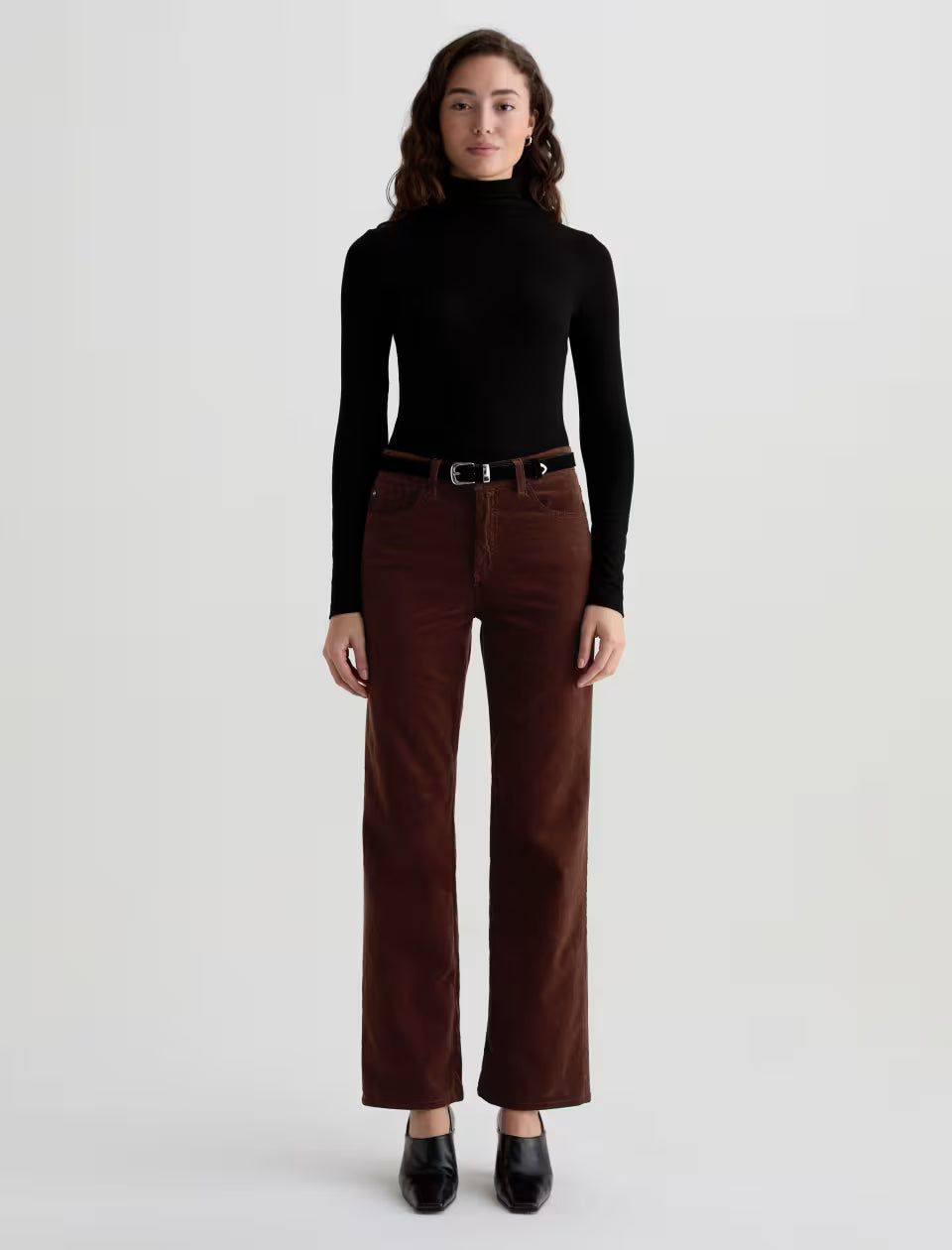 Ag Brinley Corduroy Mid-Rise Straight In Coffee Bean