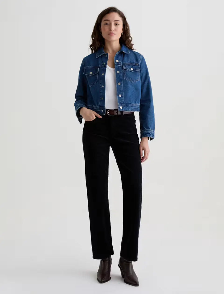 Ag Brinley Corduroy Mid-Rise Straight In Super Black