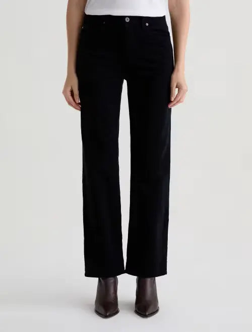 Ag Brinley Corduroy Mid-Rise Straight In Super Black