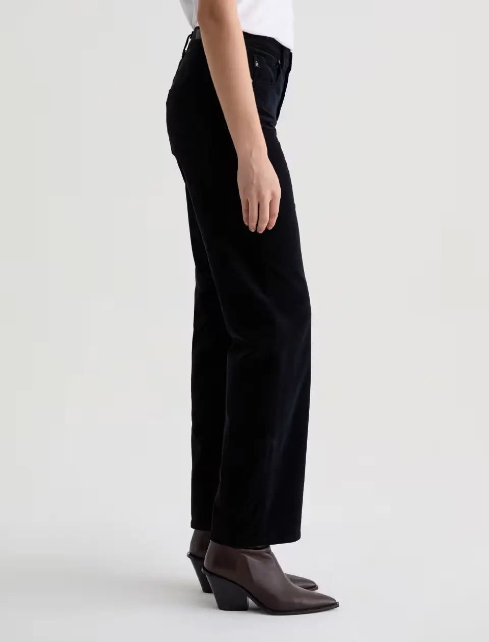 Ag Brinley Corduroy Mid-Rise Straight In Super Black