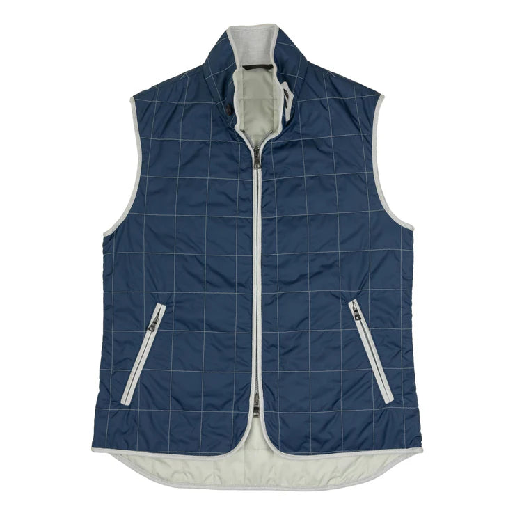 Waterville Italian Quilt Vest-Navy