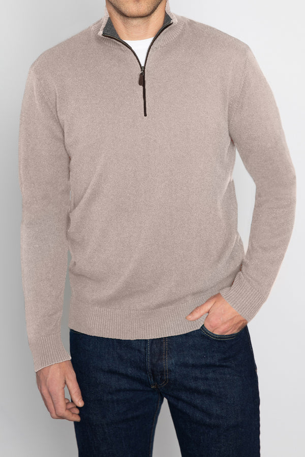 Kinross Suede Trim 1/4 Zip Mock In Glacier