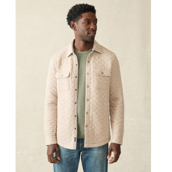 Faherty Epic Quilted Fleece Cpo In Oatmeal Melange