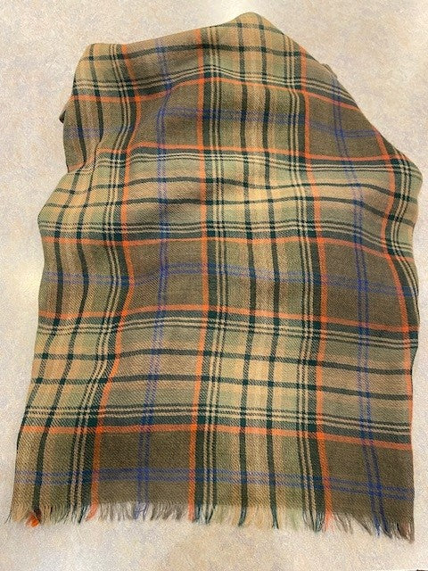 Hartford Woven Scarf In Olive Red Blue