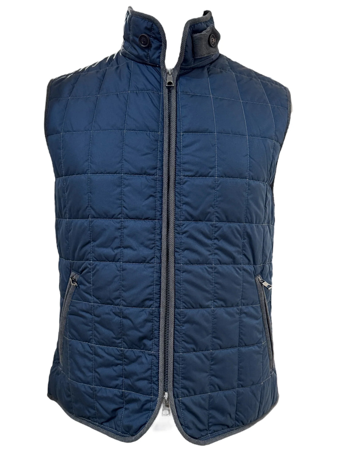 Italian Quilt Vest In New Navy