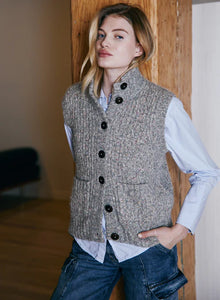 Autumn Cashmere Button Front Vest in Stormy