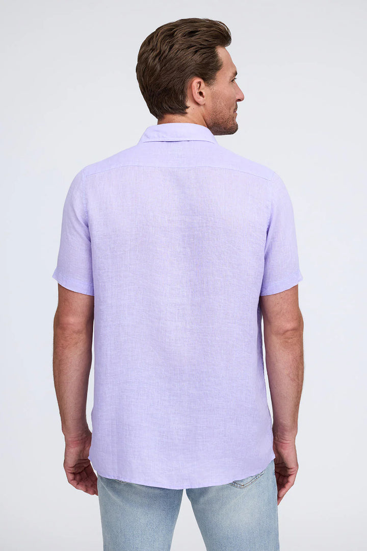 RAFFI Linen S/S Button down Polo In Lilac