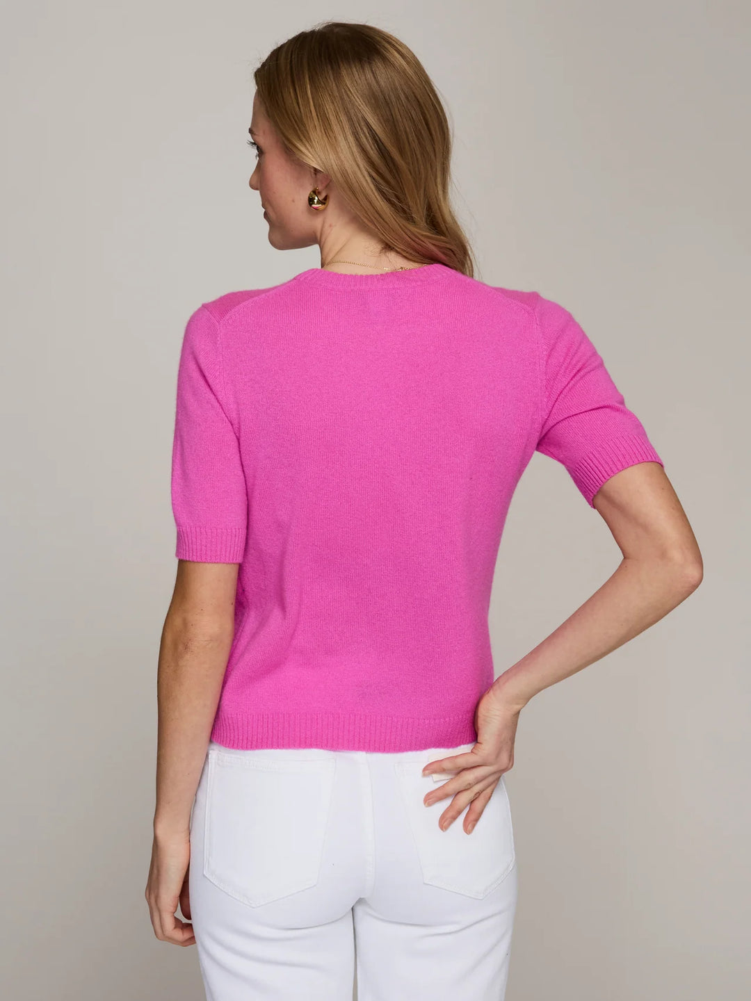 Autumn Cashmere Ss Cropped Crew In Petunia